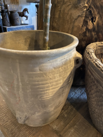 Grijze pot 30cm hoog grijs potje nr2 oude stenen kruik bloempot landelijk stoer