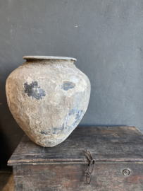 Prachtige oude stenen kruik pot vaas olijfpot olijfkruik landelijk stoer