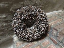 Bakuli wreath krans beukennootjes vergrijsd 40 cm grijs grey wash beuk landelijk