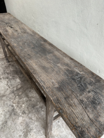 Landelijke oud vergrijsd houten sidetable wandtafel sideboard stoer doorleefd 219 cm