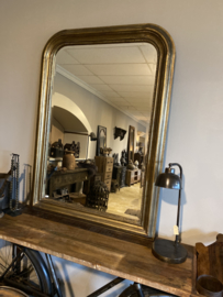 Prachtige spiegel matgoud/brons lijst brocant chique landelijk 125 x 90 cm