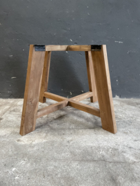 Stoer houten tafelonderstel tafelpoot teakhout  industrieel blokpoten console poot voet
