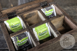 Railway truckwood Houten Theedoos tea box landelijk stoer kist glas