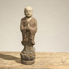 Prachtige groot oude houten buddha Boedha Boeddha budha monnik monniken beeld beeldje oud landelijk