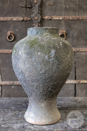 Prachtige grote oude stenen kruik vaas pot landelijk stoer sober grijs verweerd 49 X 33 cm