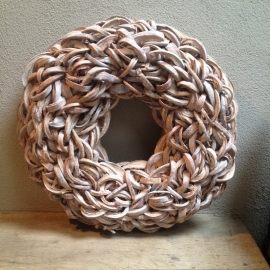Krans krul Coco cut wreath 40 cm whitewash wit white