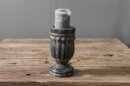 Grijs houten kandelaar Nepal pot kruik black finish kruikje potje landelijk stompkaarskandelaar grey