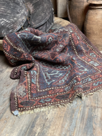 Prachtig orgineel oud tapijt carpet kleed plaid Hoffz vintage sober landelijk