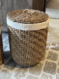 Rotan rieten wasmand met deksel mand groot  landelijk stoer boho