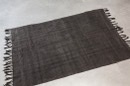 Prachtige stoere orgineel oud zwart grijs antraciet Hemp tapijt kleed vloerkleed plaid landelijk stoer 222 x 156 cm