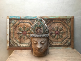 MEGA groot houten buddha beeld boeddha hoofd boedha landelijk stoer vergrijsd doorleefd