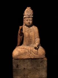 MEGA groot houten buddha beeld boeddha 120 cm  boedha landelijk stoer vergrijsd doorleefd