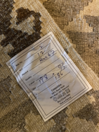 Prachtig grijs beige kelim kleed tapijt loper 198 x 94 cm tafelkleed tafelloper wandkleed landelijk sober vergrijsd stoer