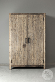 Truckwood houten 2 deurs kast drank drakenkast voorraadkast keukenkast grutterskast 135 x 85 x 50 cm landelijk SEP stoer vergrijsd railway hout