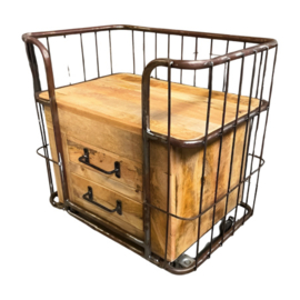 Industrieel kastje nachtkastje ladekast ladekastje trolley op wieltjes landelijk metaal met hout