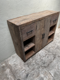2 deurs kast railway truckwood houten kast  wastafelmeubel badmeubel 120 x H90 x D40 cm planken legplanken industrieel stoer landelijk SEP