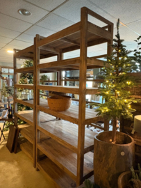 Groot oud houtren rek schap kast keukenkast winkelkast winkelrek vintage landelijk industrieel 260 x 121 x 60 cm