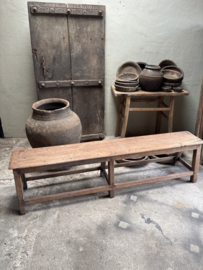 Oude vintage houten bank schoolbank 180 cm landelijk stoer