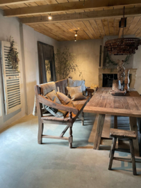 Gave oude houten bank eetbank 212 cm eettafelbank Wonen landelijke stijl WLS tuinbank stationsbank loungebank landelijk stoer