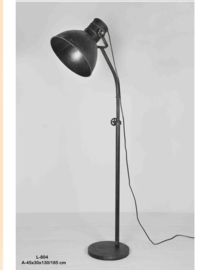 Stoere vloerlamp staande lamp zink  industrieel landelijk antraciet mat zwart old look zwartgrijs vaalzwart staande lamp leeslamp