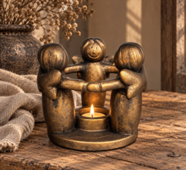 Brynxz circle of angels engeltjes theelichthouder kandelaar kerst tealightcup D16 X H15 majestic gold goud brons
