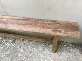 Oude teakhouten bank eettafelbank 200 cm tuinbank landelijk oud stoer hout teakhout