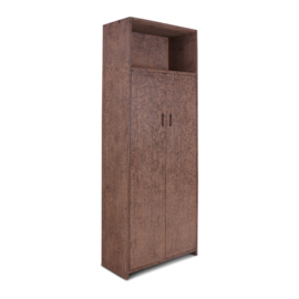 Grote oud houten dichte kast 2 deurs schap vak landelijk stoer industrieel 220 x 88 x 40 cm