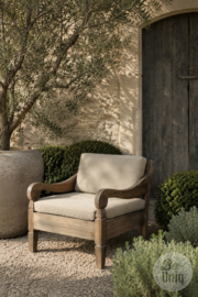 Outdoor fauteuil teak houten tuinstoelen met kussenset landelijk