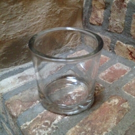 Dik Glazen windlicht kandelaar doorsnede  14 cm glas landelijk stoer