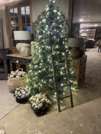 Oud houten laddertje ladder rek handdoekenrek plaid 120 cm recht laddertjes gemaakt van oude paaltjes landelijk stoer
