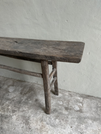 Landelijke oud vergrijsd houten sidetable wandtafel sideboard stoer doorleefd 219 cm