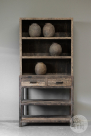 Grote stoere oude vergrijsd doorleefd houten railway truckwood hout kast schap landelijk stoer industrieel H205 x 100 x 45 cm SEP