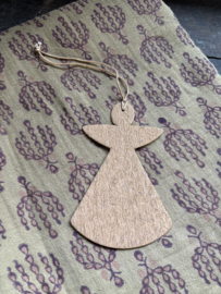 Prachtige papieren pulp paper engel kerst kerstengel glitter nude camel Terra BLOOM angel kerstbal kerstboomversiering engeltje beschermengeltje