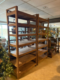 Groot oud houtren rek schap kast keukenkast winkelkast winkelrek vintage landelijk industrieel 260 x 121 x 60 cm