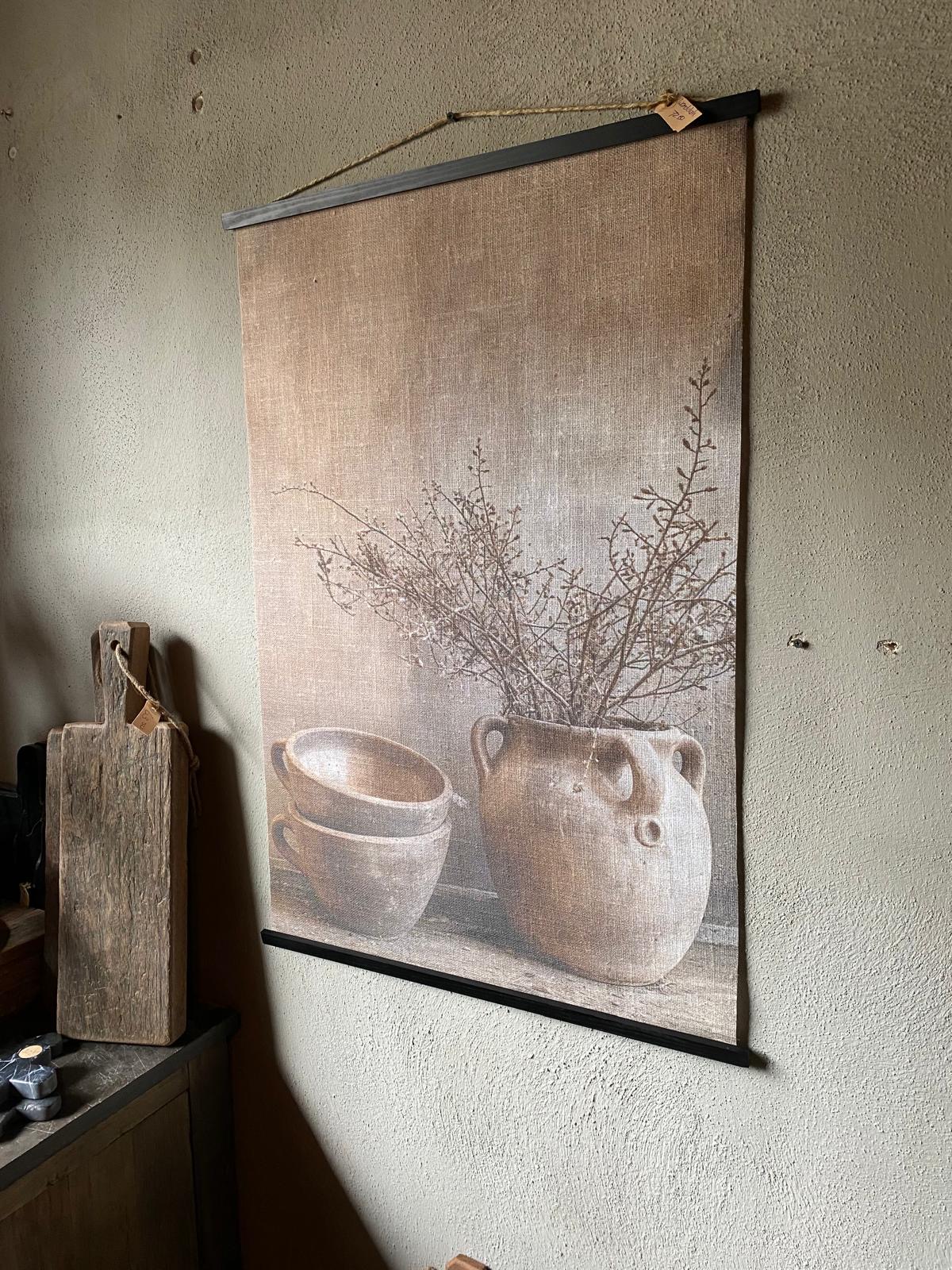 Fluwelen wanddoek wanddecoratie 90 x 60 cm wandpaneel landelijk sober