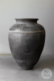 Prachtige grote unieke stenen kruik vaas grijs pot landelijk stoer 74 x 54 cm tribal