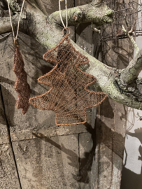 Ijzeren kerstboompje bruin roestbruin kerstbal kersthanger