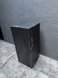Zwart Houten zuil sokkel pilaar kolom kolom oud hout 35x35x80 cm landelijk stoer