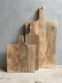 Set van 4 Stoere lange smalle landelijke oude houten hapjesplank stokbroodplank broodplank snijplank landelijk stoer robuust oud hout kaasplank