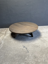 Landelijke vergrijsd houten ronde tafel Tuintafel Rond 135 cm landelijk stoer lounge