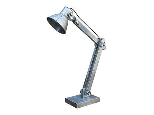 Vintage industriële lamp tafellamp Burolamp bureaulamp wandlamp landelijk industrieel hout metaal grijs zink zinken