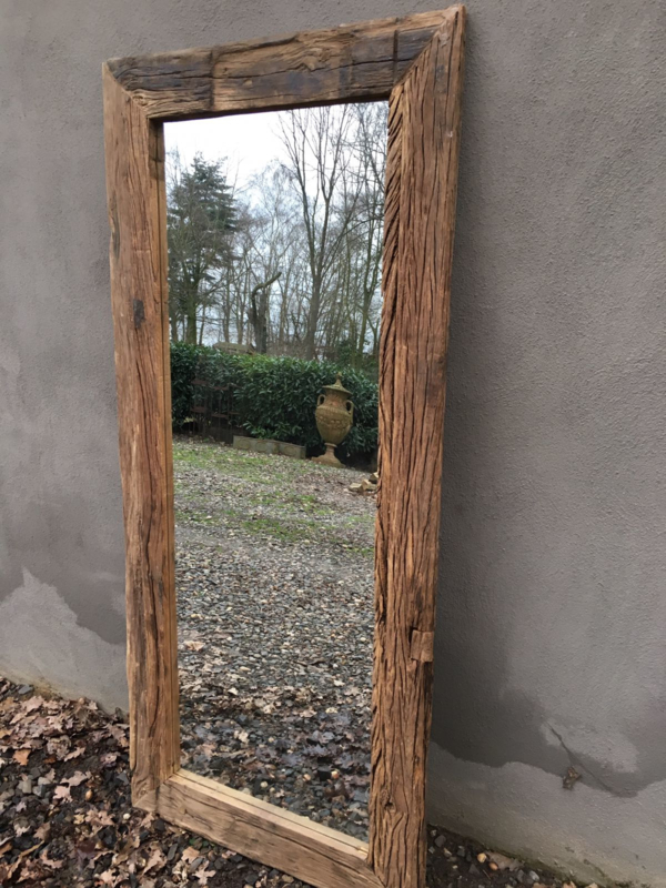 Verrassend Stoere grove robuust houten railway sloophouten spiegel landelijk FP-04