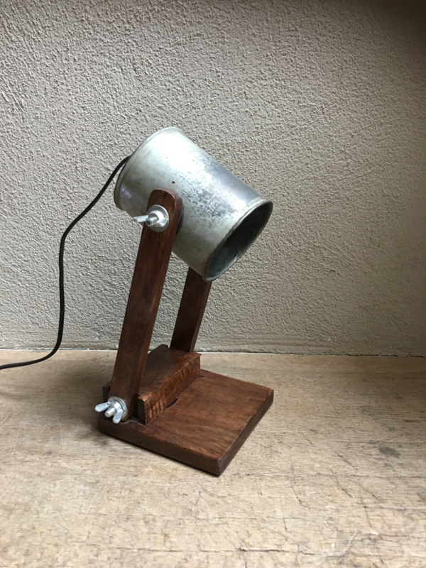 Vintage industriële lamp wandlamp bedlamp bedlampje tafellamp Burolamp industrieel bureaulamp landelijk industrieel hout metaal zink zinken