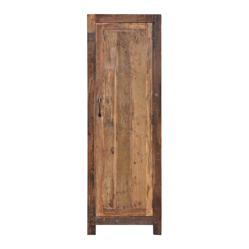 omzeilen januari Split Oud houten kast klerenkast 1 deurs Milano kleerkast kastje met legplanken  200 x 66 x 51cm oud hout 1 deurs keukenkast boekenkast servieskast  landelijk industrieel | Meubels | 't Jagershuis