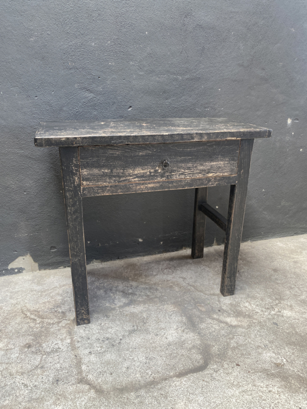 Zwarte ladekast Sidetable sideboard wastafel wastafelmeubel landelijk buro bureau haltafel zwart stoer 90 cm