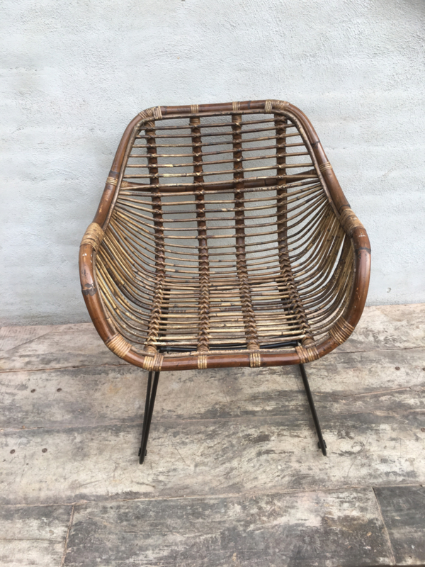 engel pijp wijsheid Vintage retro rotan rieten stoel stoeltje stoelen stoeltjes fauteuil  fauteuils met armleuningen landelijk industrieel zwart bruin | Meubels | 't  Jagershuis