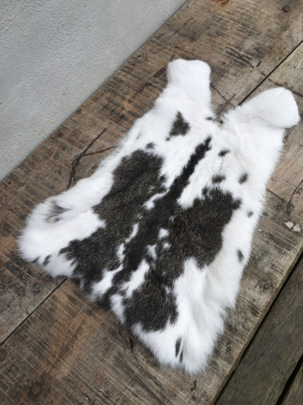 Nieuw donkergrijs grijsbruin wildkleur bont konijnenVachtje haas konijn huid kleed velletje