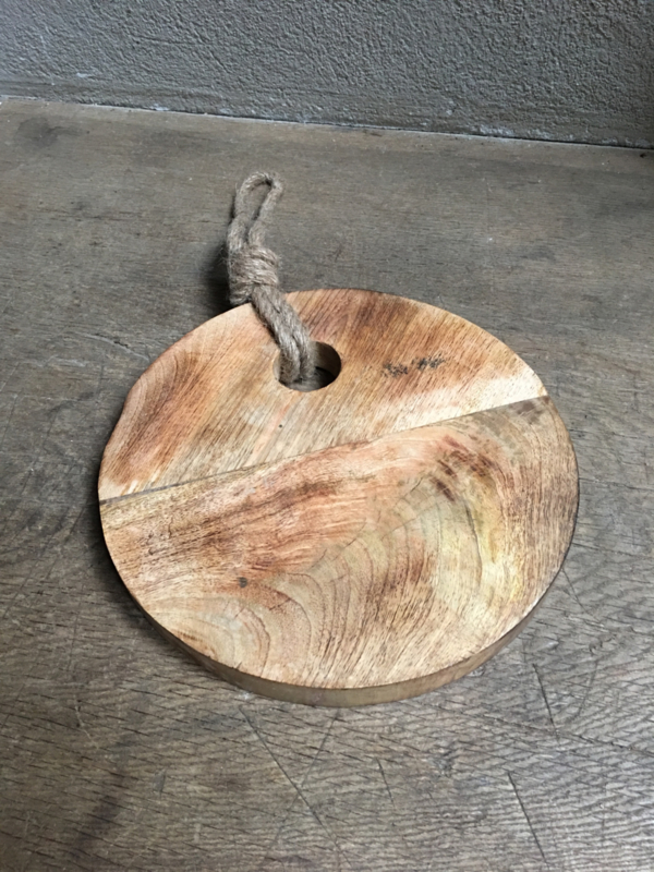 Kleine ronde houten broodplank snijplank kaasplank landelijke stijl rond 25 cm | Decoratie | 't