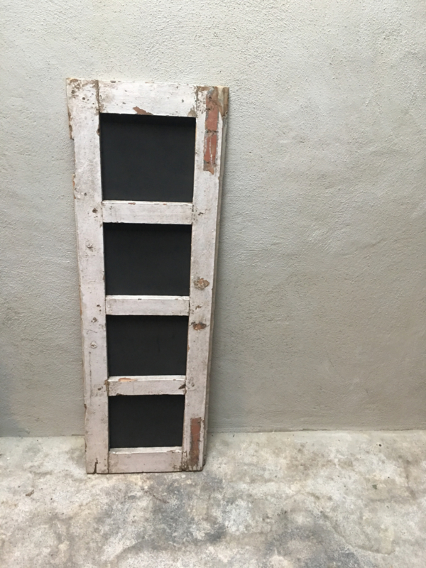 Oud sloophouten krijtbord in origineel oud kozijn memobord 114,5 x 37,5 cm wit venster wandbord schoolbord vintage landelijk industrieel schrijfbord stoer
