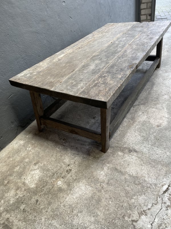Landelijke oud vergrijsd houten salontafel tafel 150 x cm stoer sober | Meubels | 't Jagershuis